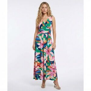 Pappagallo Floral Print Maxi Dress S Tropical Boho Bright Summer Wedding Guest
